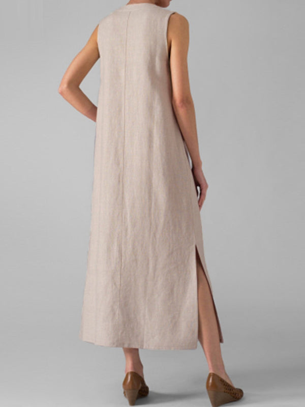 Botón Alinear el vestido maxi deslizante