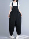 Western-style Plain Cotton Sleeveless Overalls Dungaree