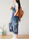 Dungarees cotton denim ripped jeans floral vintage retro style overall