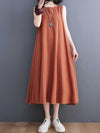 Plain Cotton Sleeveless Midi Dress