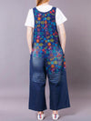 Dungarees cotton denim ripped jeans floral vintage retro style overall