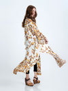 Evatrends cotton gown robe printed kimonos, Outerwear, cotton, Nightwear, long kimono, Board Sleeves, Double pocket, loose fitting, Floral print, Belted