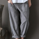 Femmes Stripe Elastic Taist Casual Loose Pantal