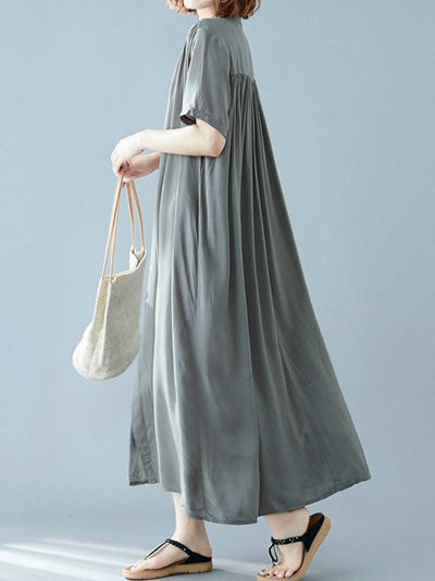 Evatrends Cotton Shirt dress, Short sleeves, Plain Dress, front buttons with open style, Shirt Dress, Different Color