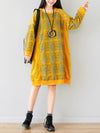 Crew Neck Printed Sweatshirt Dress