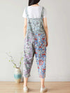Dungarees, cotton denim, vintage retro style, overall, Cotton 71%-80%, Cropped Pant, Adjustable Straps, Non-Stretchable, Printed