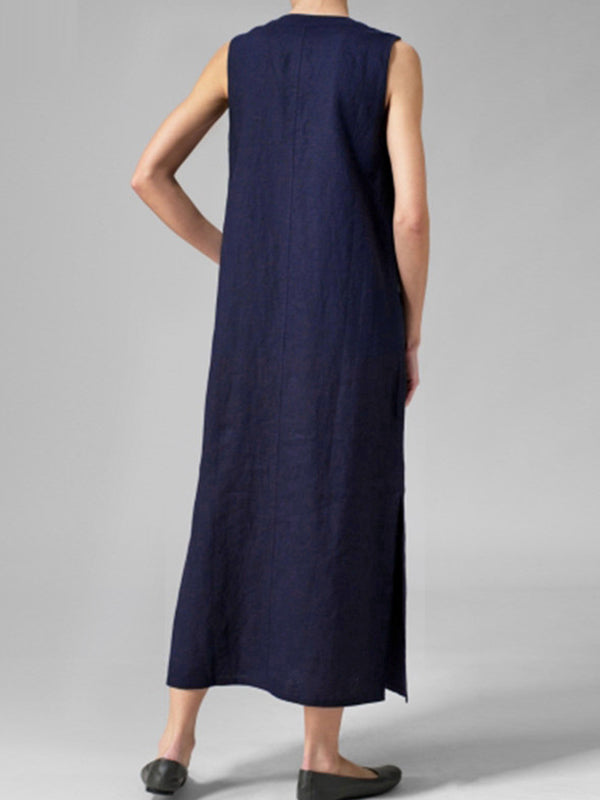 Botón Alinear el vestido maxi deslizante