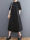 Evatrends Round-Neck Cotton Short Sleeve  A-Line  Dress