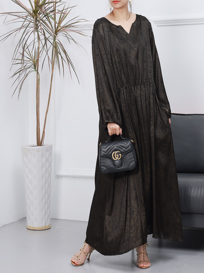 Womnen's Spring Black Rayon Printing Dress