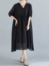 Cotton Short Sleeves A-Line Dress