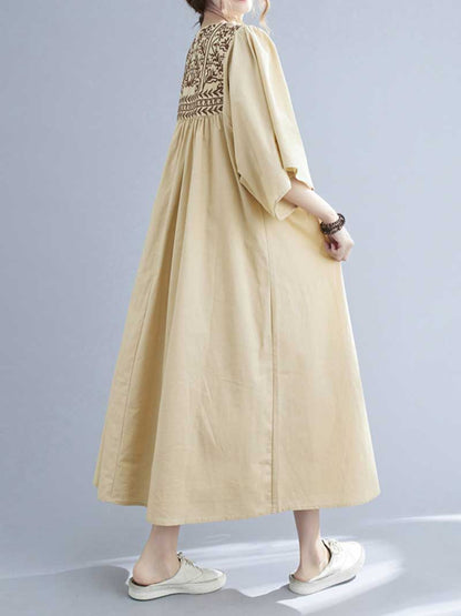 Embroidered Polyester  A-Line Dress