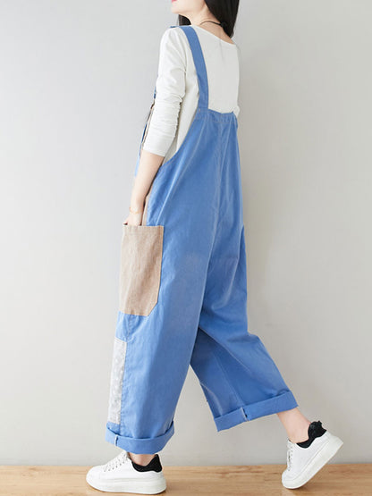 Dungarees cotton denim ripped jeans floral vintage retro style overall