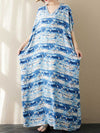 Printed  Cotton Short Sleeves Kaftan Dress