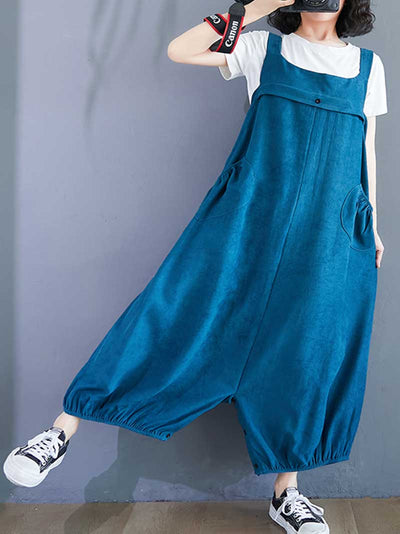 Eva trends Cotton Overall Baggy Dungarees, Plain Overall, ,vintage retro style overall, Adjustable straps, High Waist