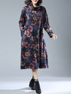 Shawna Vintage Floral Printed Midi Dress