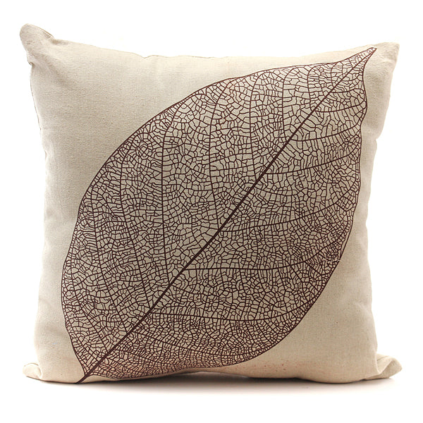 Cubierta de almohada de algodón de lino de hoja retro deco del hogar