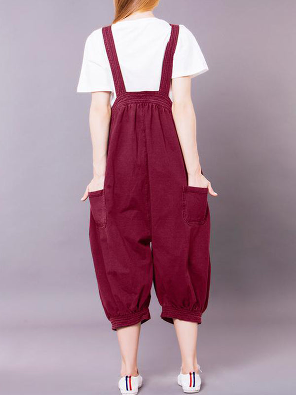 Solid Color Overall Dungarees