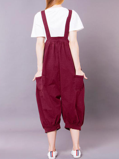 Solid Color Overall Dungarees