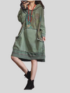 women's green midi length hoodie