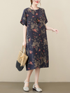 Women's Short Puff Sleeve,Smocked Waist Fit and Flare Dress