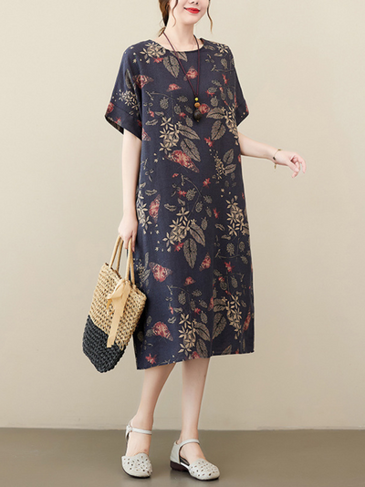 Women's Short Puff Sleeve,Smocked Waist Fit and Flare Dress